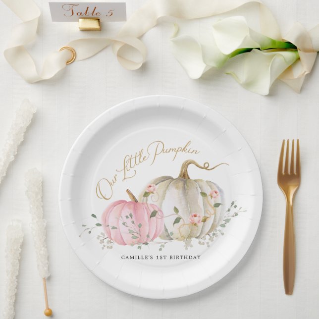 Our Little Pumpkin Girl 1st Birthday Paper Plate (Wedding)