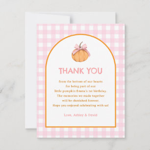 Our Little Pumpkin Girl 1st Birthday Party Thank You Card