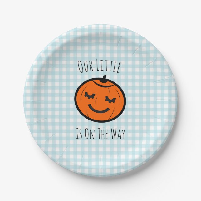 Our Little Pumpkin Illustration | Baby Boy Paper Plate (Front)