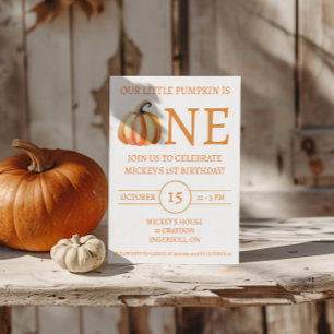 Our Little Pumpkin is ONE, Kids' Birthday Party Invitation