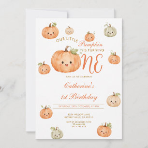 Our Little Pumpkin Is Turning One 1st Birthday Invitation