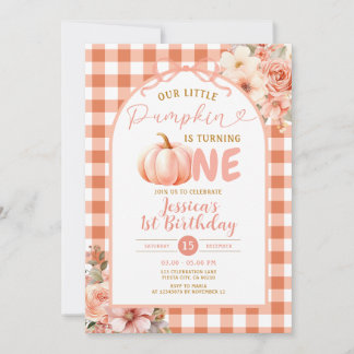Our Little Pumpkin is turning one birthday party Invitation