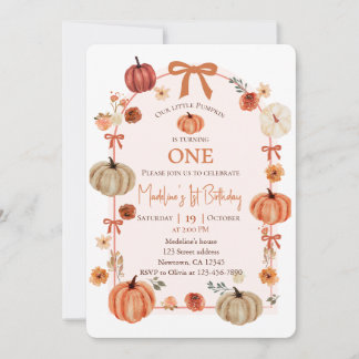 Our Little Pumpkin Is Turning One First Birthday Invitation