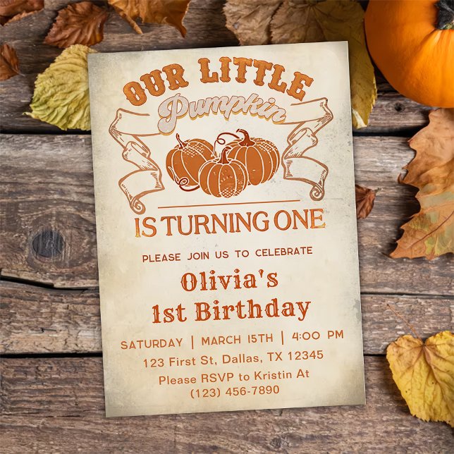 Our Little Pumpkin Is Turning One Invitation (Creator Uploaded)