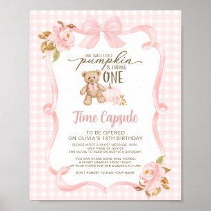 Our Little Pumpkin Is Turning One Time Capsule Poster