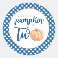 Our Little Pumpkin is Two blue plaid 2nd birthday