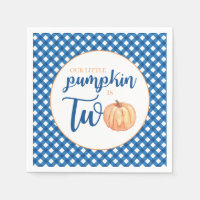 Our Little Pumpkin is Two blue plaid 2nd birthday