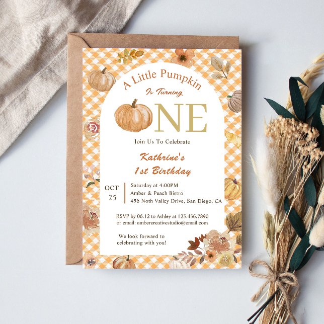  Our Little Pumpkin Orange Fall 1st Birthday Invitation (Creator Uploaded)