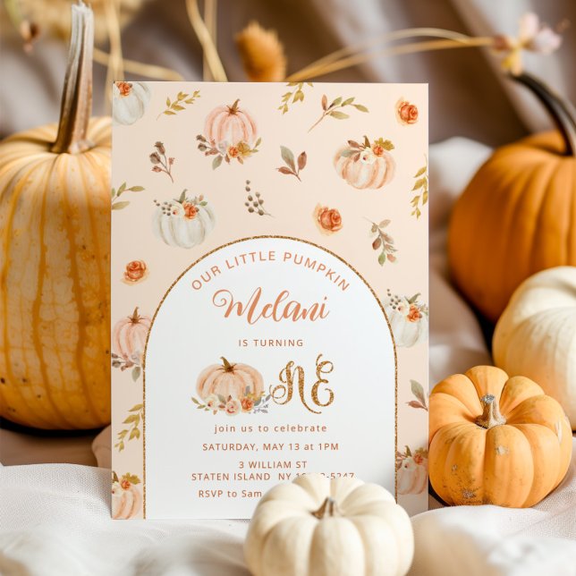Our Little pumpkin Pastel 1st girl Birthday Invitation (Creator Uploaded)