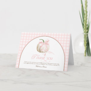 Our Little Pumpkin Pink Gingham Books for Baby Thank You Card