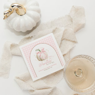 Our Little Pumpkin Pink Gingham Personalised Napkin