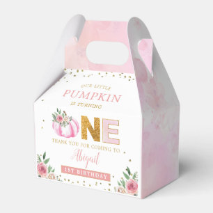 Our Little Pumpkin Pink Gold Floral 1st Birthday Favour Box