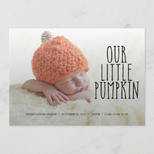 Our Little Pumpkin Soft Black Birth Announcement