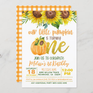 Our Little Pumpkin (Sunflower) is turning ONE  Invitation