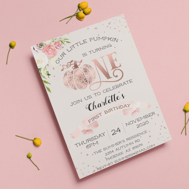 Our Little Pumpkin Turning One 1st First Birthday Invitation (Creator Uploaded)