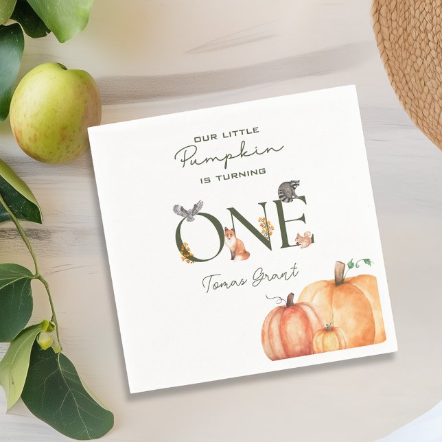 Our Little Pumpkin Woodland Animals 1st Birthday Napkin (Our Little Pumpkin Woodland Animals 1st Birthday Napkins
)