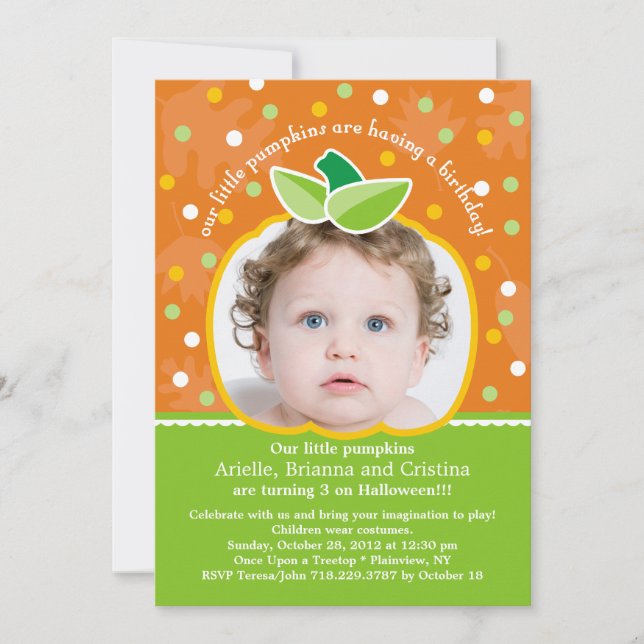 "Our Little Pumpkins" Birthday Party Invitation (Front)