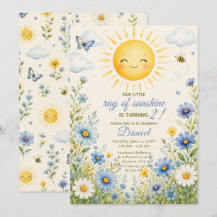 Our Little Ray of Sunshine 2nd Birthday Invitation