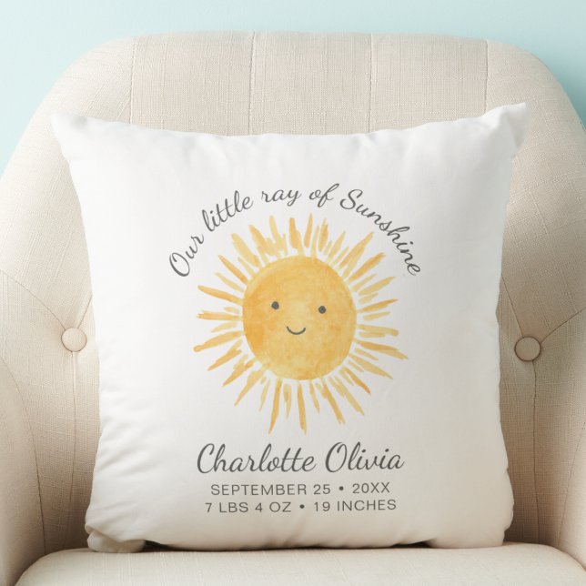 Our Little Ray Of Sunshine Birth Stats Cushion (Creator Uploaded)