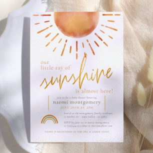 Our Little Ray of Sunshine Boho Baby Boy Shower Invitation