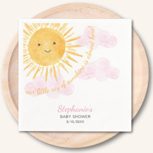 Our Little Ray Of Sunshine Girls Baby Shower Napkin