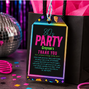 our little Retro Neon 80's Birthday Child Party Gift Tags