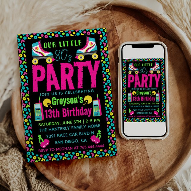 our little Retro Neon 80's Birthday Party Invitation (Creator Uploaded)