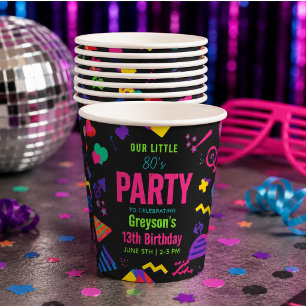 our little Retro Neon 80's Birthday Party Paper Cups