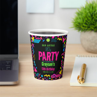 our little Retro Neon 80's Birthday Party Paper Cups