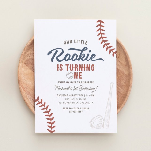 Our Little Rookie Baseball 1st Birthday Invitation (Creator Uploaded)