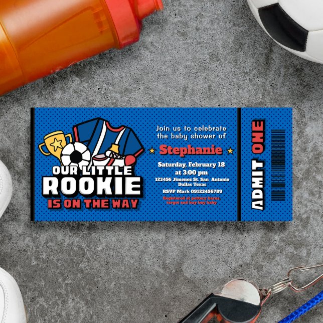 Our Little Rookie is on the Way Ticket Invitation (Our Little Rookie is on the Way Ticket Invitation)