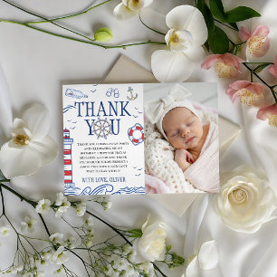 Our Little Sailor Nautical Photo Thank You Invitation