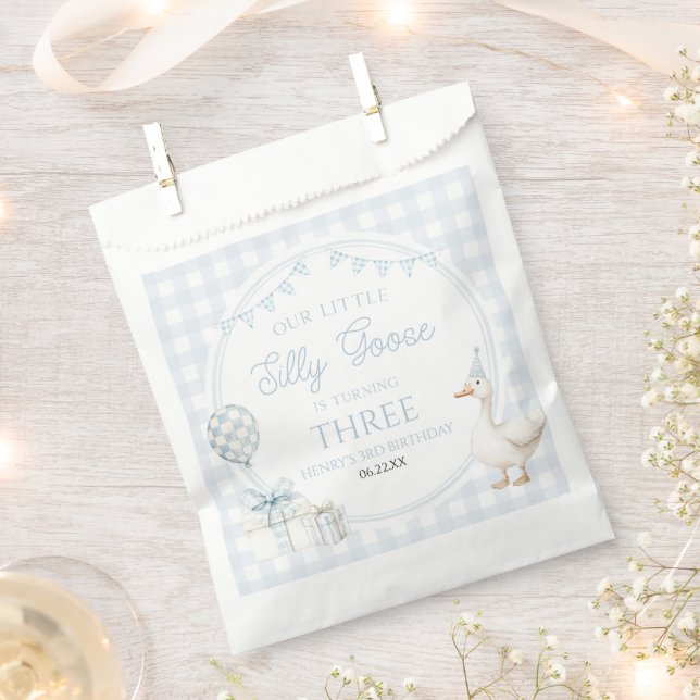 Our Little Silly Goose Blue Birthday Party Favour Bags (Clipped)
