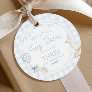 Our Little Silly Goose Blue Birthday Party Favour Tags