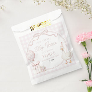 Our Little Silly Goose Pink Bow Birthday Party Favour Bags