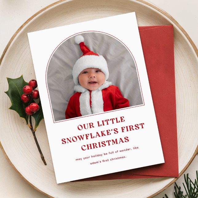 Our Little Snowflake Babys First Photo Christmas Holiday Card (Creator Uploaded)