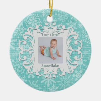 Our Little Snowflake Christmas Holiday Photo Ceramic Tree Decoration