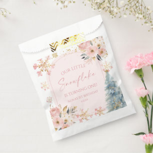 Our Little Snowflake Pink Winter Birthday Party Favour Bags