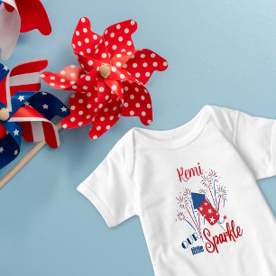 “Our Little Sparkle” Red, White & Blue Personalise Baby Bodysuit