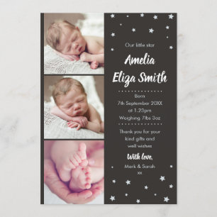 Our Little Star New baby thank you card