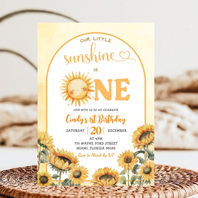 Our Little Sun is One Summer Theme First Birthday Invitation (Creator Uploaded)