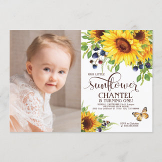 Our Little Sunflower Birthday Invitation Photo