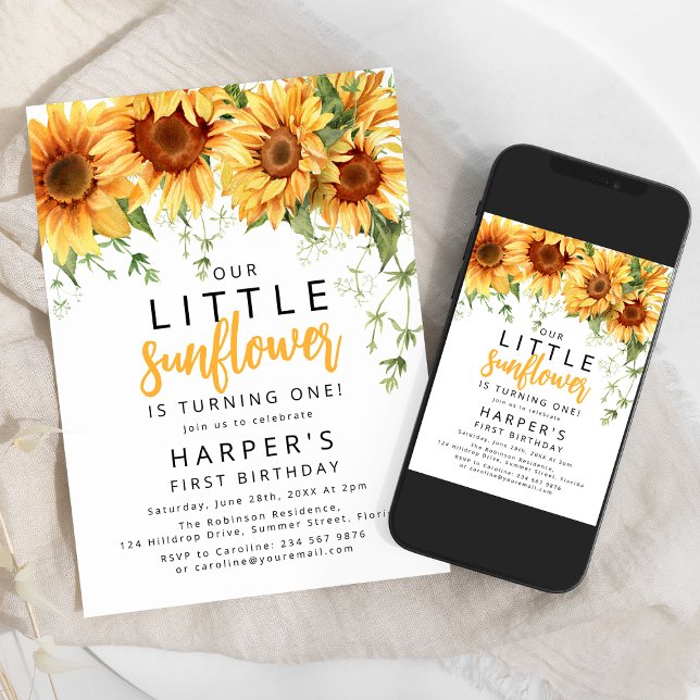 Our Little Sunflower Birthday Party Invitation (Creator Uploaded)