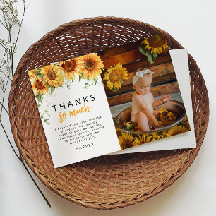 Our Little Sunflower Photo Birthday Thank You Card