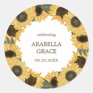 Our Little Sunflower - Rustic Autumn Birthday   Classic Round Sticker