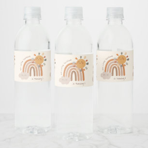 Our Little Sunshine 1st Birthday Boho Water Bottle Label