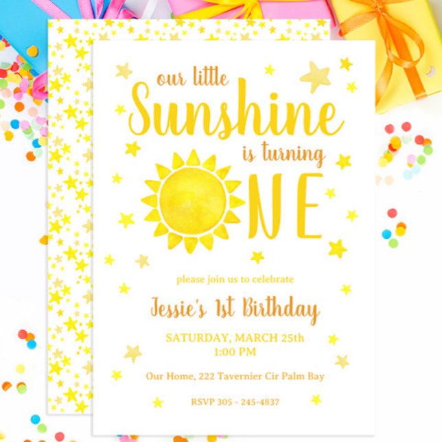 Our Little Sunshine 1st Birthday Invitation – Wate (Creator Uploaded)