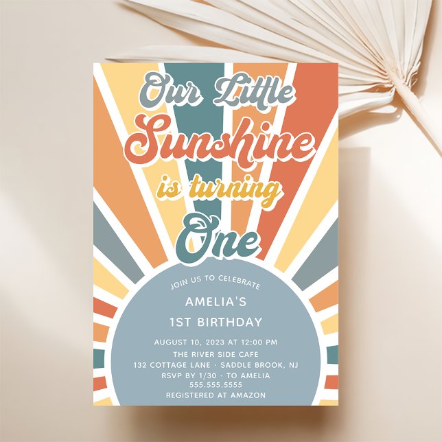 Our Little Sunshine 1st Birthday Rainbow Party Invitation (Creator Uploaded)