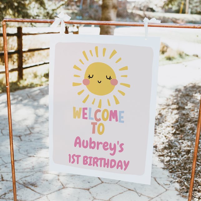 Our Little Sunshine 1st Birthday Welcome Sign (Our Little Sunshine 1st Birthday Welcome Sign, Girl Summer Sun Birthday Welcome Sign, First Birthday)