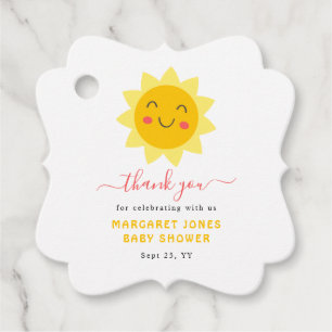 Our Little Sunshine Baby Shower Thank You  Favour Tags